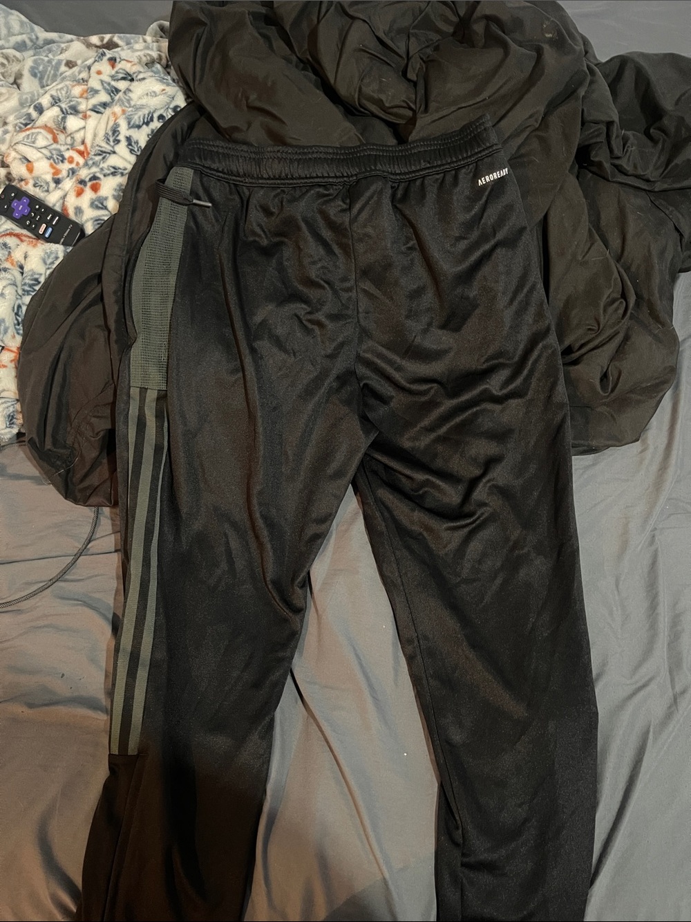 adidas Black Men's Track Joggers with Olive Side Stripes
